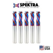 Amana Tool 46011-K-5 5 Pack CNC Solid Carbide Spektra™ Extreme Tool Life Coated Compression Spiral 3 Flute x 3/8 Dia x 7/8 x 3/8 Shank