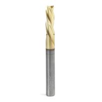 Amana Tool 46097 Solid Carbide Spiral 1/4 Dia x 3/4 x 1/4 Shank x 2-1/2 Inch Long Composite, Fiberglass & Phenolic Cutting ZrN Coated Down-Cut Router Bit