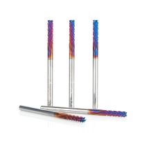 Amana Tool 46260-K-5 5 Pack Solid Carbide CNC Spektra™ Extreme Tool Life Coated Spiral Carbon Graphite & Carbon Fiber Panel Cutting 1/8 Dia x 1/2 x 1/8 Shank x 2 Inch Long Down-Cut Router Bit