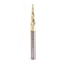 Amana Tool 46572 CNC 2D and 3D Carving Flat Bottom 5.4 Deg Angle x 1/16 Dia x 1 x 1/4 Shank x 3 Inch Long x 4 Flute Solid Carbide ZrN Coated Router Bit