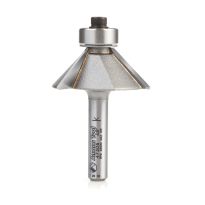 Amana Tool 47306 Carbide Tipped Chamfer 45 Deg x 1-19/64 Dia x 7/16 x 1/4 Inch Shank with Ball Bearing 3-Flute