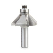 Amana Tool 47309 Carbide Tipped Chamfer 45 Deg x 1-3/4 Dia x 3/4 x 1/2 Inch Shank with Ball Bearing 4-Flute