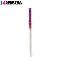 Amana Tool 48450-K Solid Carbide CNC Spektra™ Extreme Tool Life Coated Spiral Carbon Graphite & Carbon Fiber Panel Cutting 3mm Dia x 13mm x 3mm Shank x 50mm Long Down-Cut Router Bit