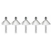 Amana Tool 49400-5 5 Pack Carbide Tipped Chamfer 45 Degree x 1-1/4 Dia x 1/2 x 1/4 Inch Shank