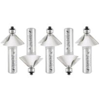 Amana Tool 49402-5 5 Pack Carbide Tipped Chamfer 45 Degree x 1-1/4 Dia x 1/2 x 1/2 Inch Shank