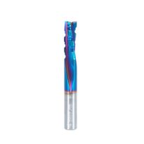 Amana Tool 49742-K Solid Carbide CNC Spektra™ Extreme Tool Life Coated Spiral Phenolic, Resin and Composite with Chipbreaker 3/8 Dia x 1 x 3/8 Shank x 3 Inch Long Slow Helix Down-Cut Router Bit