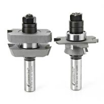 Amana Tool 55432 Carbide Tipped Adjustable Straight with Bevel Instile and Rail System 1-7/8 Dia x 5/8 to 1-1/8 x 18 Deg x 1/2 Inch Shank Set