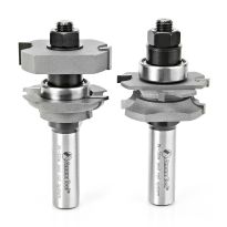 Amana Tool 55437 Carbide Tipped Adjustable Bead Instile and Rail System 1-5/8 Dia x 5/8 to 1-1/8 x 3/16 Radius x 1/2 Inch Shank Set