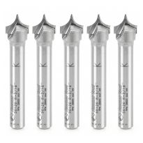 Amana Tool 56126-5 5 Pack Carbide Tipped Point Cutting Roundover 3/16 Radius x 3/8 Dia x 19/64 x 1/4 Shank Router Bit