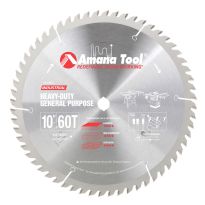 Amana Tool 610601 Carbide Tipped Heavy Duty General Purpose 10 Inch Dia x 60T TCG, 10 Deg, 5/8 Bore