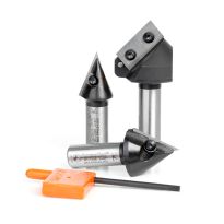 Amana Tool AMS-157 CNC V-Groove, 2D/3D, Signmaking, Lettering & Engraving Insert Carbide Router Bit 3-Pc Pack, 1/2 Inch Shank