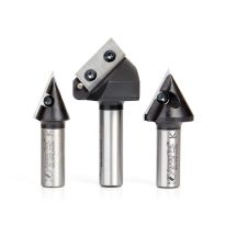 Amana Tool AMS-157 CNC V-Groove, 2D/3D, Signmaking, Lettering & Engraving Insert Carbide Router Bit 3-Pc Pack, 1/2 Inch Shank