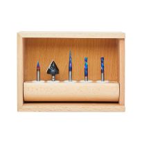 Amana Tool AMS-175 5-Pc CNC Signmaking Router Bit Set V, 1/4 Inch Shank