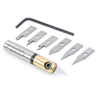 Amana Tool AMS-209 8-Piece In-Groove Insert Engraving Tool Body & Knives 1/2 Inch Shank Set