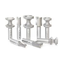 Amana Tool AMS-407 8-Pc Carbide Tipped Straight and Bullnose Router Bit Combo Set, 1/2 Inch Shank