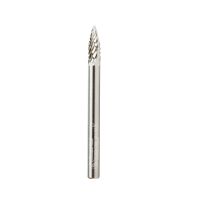 Amana Tool BURS-190 Solid Carbide Pointed Tree Shape 1/8 Dia x 3/8 x 1/8 Shank Double Cut SG Burr Bit for Die-Grinders