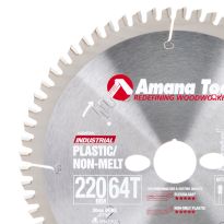 Amana Tool LB220T641 Carbide Tipped Non-Melt Plastic 220mm Dia x 64T M-TCG, -2 Deg, 30mm Bore