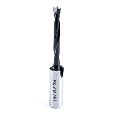 Amana Tool 202052 Carbide Tipped Brad Point Boring Bit R/H 5.2mm Dia x 77mm Long x 10mm Shank