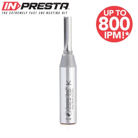 Amana Tool 45185-M CNC In-Presta™ 3 Flute Solid Carbide Cutting Edge Straight Plunge High Production 6mm Dia x 21mm x 12mm Shank