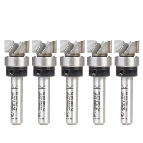 Amana Tool 45460-S-5 5-Pack Carbide Tipped Flush Trim Plunge Template 1/2 Dia x 1/4 Inch x 1/4 Shank with Upper BB