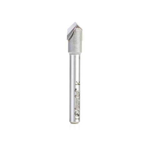 Amana Tool 45701 Carbide Tipped "Zero Point" V-Groove 90 Deg x 3/8 Dia x 11/64 x 1/4 Inch Shank