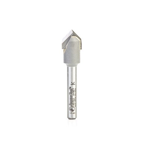 Amana Tool 45703 Carbide Tipped "Zero Point" V-Groove 90 Deg x 1/2 Dia x 15/64 x 1/4 Inch Shank