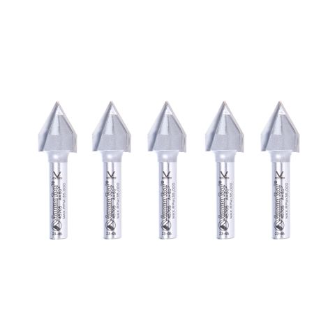 Amana Tool 45705-5 5 Pack Carbide Tipped V-Groove 60 Deg x 1/2 Dia x 7/16 x 1/4 Inch Shank