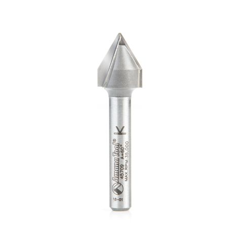 Amana Tool 45709 Carbide Tipped V-Groove 60 Deg x 1/2 Dia x 7/16 x 1/4 Inch Shank
