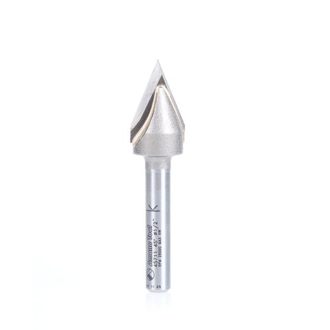 Amana Tool 45711 Carbide Tipped "Zero Point" V-Groove 45 Deg x 1/2 Dia x 5/8 x 1/4 Inch Shank