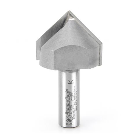 Amana Tool 45728 Carbide Tipped V-Groove 90 Deg x 1-1/2 Dia x 1-1/4 Inch x 1/2 Shank