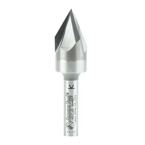 Amana Tool 45730 Solid Carbide Cutting Head Brazed to Steel Shank V-Groove Signmaking & Lettering 60 Deg x 9/16 Dia x 7/16 x 1/4 Inch Shank