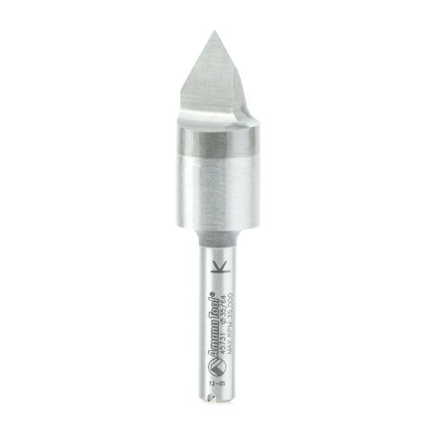 Amana Tool 45731 Solid Carbide Cutting Head Brazed to Steel Shank V-Groove Signmaking & Lettering 60 Deg x 9/16 Dia x 7/16 x 1/4 Inch Shank