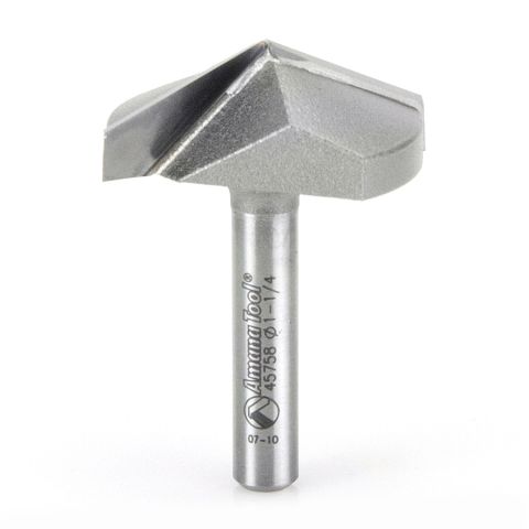 Amana Tool 45758 Carbide Tipped V-Groove 130 Deg x 1-1/4 Dia x 9/32 x 1/4 Inch Shank