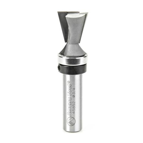 Amana Tool 45852 Carbide Tipped Dovetail 14 Deg x 3/4 Dia x 3/4 x 1/2 Inch Shank with Upper BB