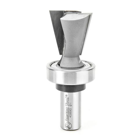 Amana Tool 45890 Carbide Tipped Keller Dovetail 14 Deg x 1 Inch Dia x 1 Inch x 1/2 Shank with Upper BB