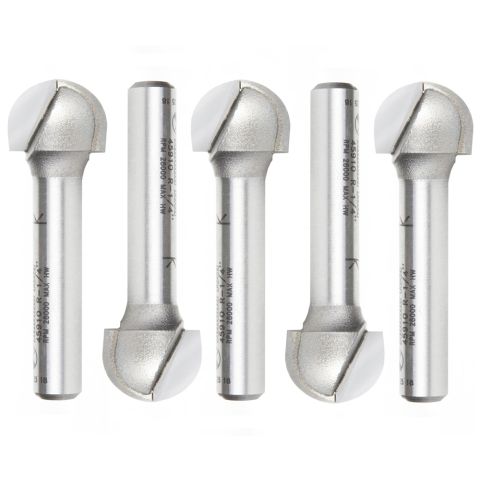 Amana Tool 45910-5 5 Pack Carbide Tipped Core Box 1/4 Radius x 1/2 Dia x 3/8 x 1/4 Inch Shank