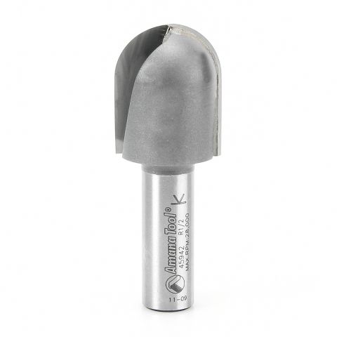 Amana Tool 45942 Carbide Tipped Core Box 1/2 Radius x 1 Inch Dia x 1-1/4 x 1/2 Shank Extra Deep