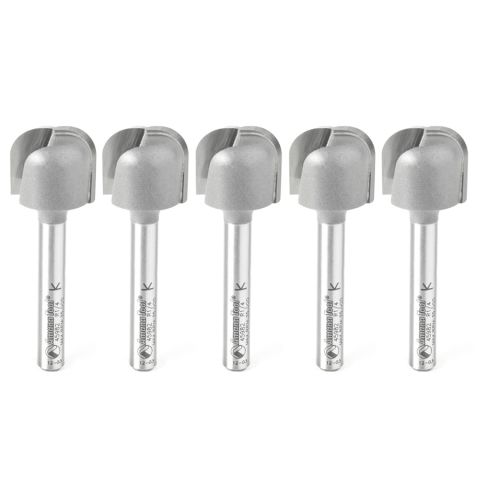 Amana Tool 45982-5 5 Pack Carbide Tipped Bowl & Tray 1/4 Radius x 3/4 Dia x 5/8 x 1/4 Inch Shank