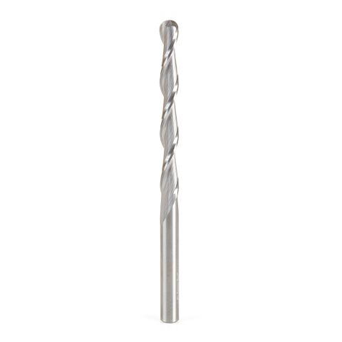 Amana Tool 46032 Solid Carbide CNC Foam Cutting Up-Cut Ball End Spiral 1/4 Dia x 2-1/4  x 1/4 Shank x 4 Inch Long Router Bit
