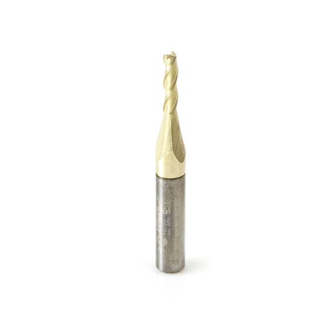 Amana Tool 46090 Solid Carbide Up-Spiral 1/8 Dia x 1/2 x 1/4 Shank x 2 Inch Long Composite, Fiberglass & Phenolic Cutting ZrN Coated Router Bit
