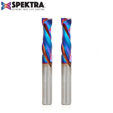 Amana Tool 46172-K-2 2-Pack CNC Solid Carbide Spektra™ Extreme Tool Life Coated Compression Spiral 3/8 Dia x 1-1/4 Inch x 3/8 Shank
