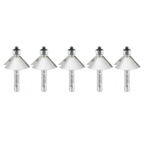 Amana Tool 49400-5 5 Pack Carbide Tipped Chamfer 45 Degree x 1-1/4 Dia x 1/2 x 1/4 Inch Shank