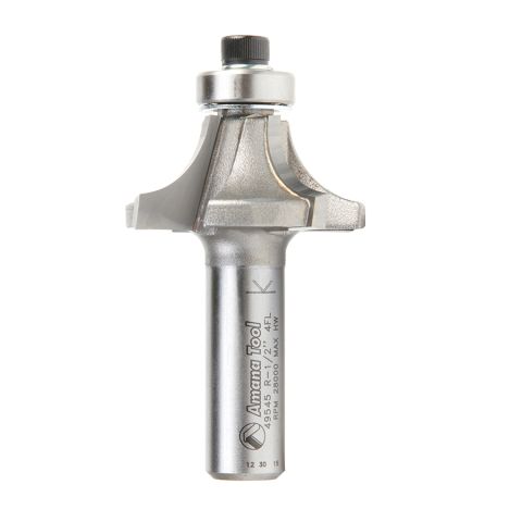 Amana Tool 49545 Carbide Tipped 4 Flute Corner Rounding/Beading 1/2 Radius x 1-5/8 Dia x 11/16 x 1/2 Inch Shank
