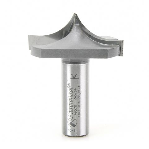 Amana Tool 49570 Carbide Tipped Plunge Ovolo with Center Pt 23/32 Radius x 1-3/4 Dia x 23/32 x 1/2 Inch Shank
