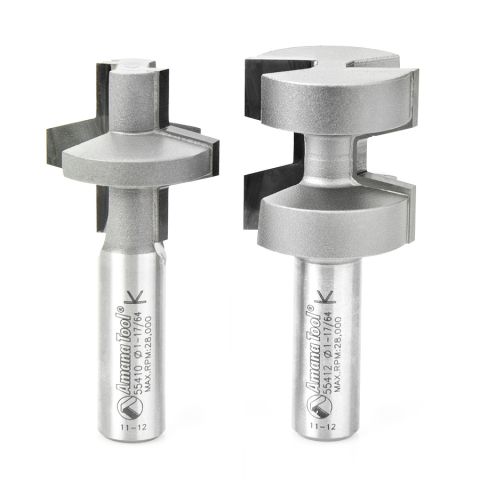 Amana Tool 55414 2-Piece Carbide Tipped Wedge Tongue & Groove 15 Deg x 1-1/4 Dia x 1-1/4 x 1/2 Inch Shank Set