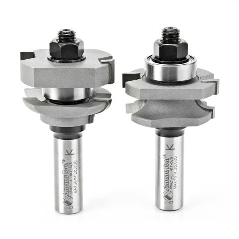 Amana Tool 55421 Carbide Tipped 2-Piece Concave Stile and Rail 1-5/8 Dia x 11/16 x 5/32 Radius x 1/2 Inch Shank Set