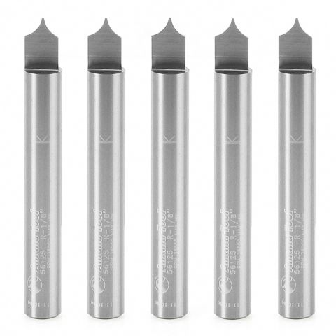 Amana Tool 56125-5 5-Pack Solid Carbide Point Cutting Roundover 1/8 Radius x 1/4 Dia x 5/16 x 1/4 Shank Router Bit