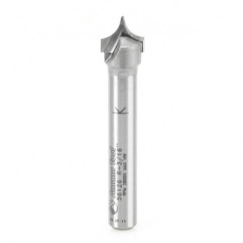 Amana Tool 56126 Carbide Tipped Point Cutting Roundover 3/16 Radius x 3/8 Dia x 19/64 x 1/4 Shank Router Bit