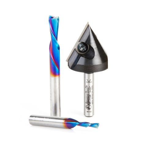 Amana Tool AMS-119 Matt's 3-Pc CNC Starter Pack, 1/4 Inch Shank