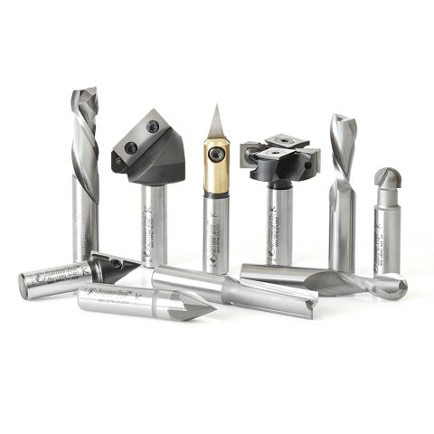 Amana Tool AMS-138 10-Pc 3D, Signmaking, Lettering & Engraving CNC Router Bit Collection, 1/2 Inch Shank